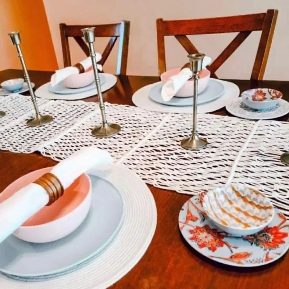 NEW OPALHOUSE MACRAME table runner 15 x 104